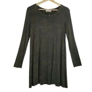 Final Touch Olive Green Tie Dye Casual Long Sleeve Shift Shirt Dress NWT Small